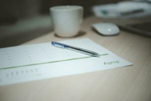 Calendar, Papers, and Pen on Table for Productivity and Time Management Planning and Business Success photo