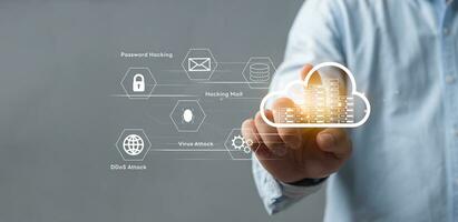 technology and security digital cloud, cybersecurity, network, data protection, and encryption. protect our online activities and personal information. photo
