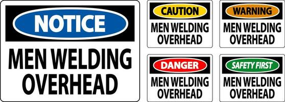 Danger Sign Men Welding Overhead vector