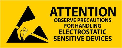 Anti-Static Labels Attention Observe Precautions for Handling vector