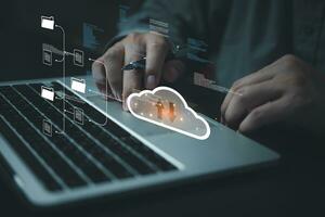 distributed storage networks technology interconnected servers and data centers management as encryption and network security privacy digital assets. photo