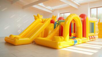 Modern inflatable playground for children indoor. AI Generative photo