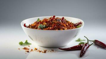 Bowl of chipotle chili flakes and dried jalapeno peppers, AI Generative photo