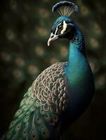 The Majestic Beauty, A Delicate and Colorful Peacock, AI Generative photo