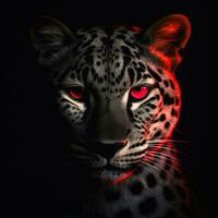 pulcro y mortal, un rojo y negro cobra-pantera mezcla con Perfecto simetría, generativo ai foto