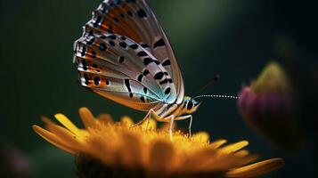 Realistic butterfly landed on a flower, Generative AI photo