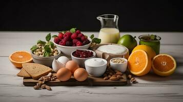 A Selection of Tryptophan and Melatonin-Rich Foods for Restful Sleep, Generative AI photo