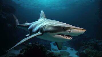 Sawtooth shark in the deep sea, Generative AI photo