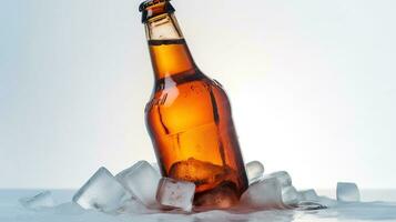 Indulge in the Harmonious Blend of Beer and Ice for Ultimate Refreshment. Generative AI photo