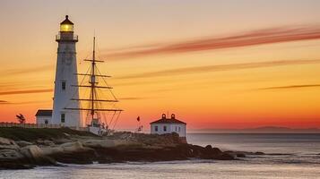 Ship rack and lighthouse, Generative AI photo