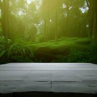 Wood Table with Natural Bokeh in the Vineyards Background with Light Leak, Suitable for Product Display. Generative AI photo