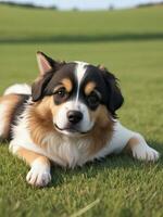 border collie welpe spielt im garten. Generative AI photo