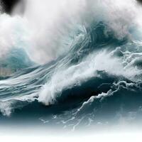 closeup of wave breaking on the rocks la runion France. Generative AI photo