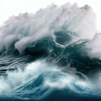 closeup of wave breaking on the rocks la runion France. Generative AI photo