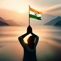 India independence day composition with flat design Generative AI photo