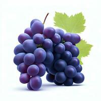 red grapes bunch isolated on white background. Generative AI photo