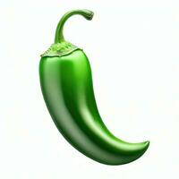 Single green jalapeno isolated on transparent or white background, png Generative AI photo