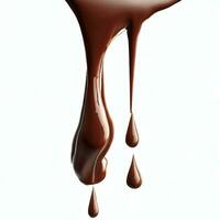 Pouring chocolate dripping isolated on transparent or white background, png Generative AI photo
