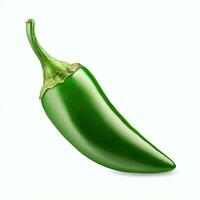 Single green jalapeno isolated on transparent or white background, png Generative AI photo