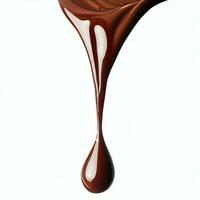 Pouring chocolate dripping isolated on transparent or white background, png Generative AI photo