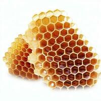 Honeycomb piece. Honey slice isolated on white background. Package design element ai generated photo