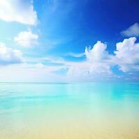 Beautiful tropical beach with blue sky and white clouds abstract texture background  Generative AI photo