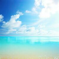 hermosa tropical playa con azul cielo y blanco nubes resumen textura antecedentes generativo ai foto