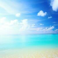 hermosa tropical playa con azul cielo y blanco nubes resumen textura antecedentes generativo ai foto