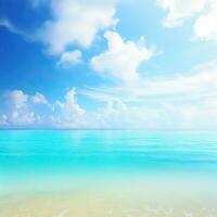 hermosa tropical playa con azul cielo y blanco nubes resumen textura antecedentes generativo ai foto