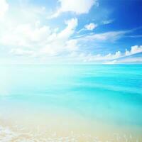 hermosa tropical playa con azul cielo y blanco nubes resumen textura antecedentes generativo ai foto