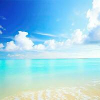 hermosa tropical playa con azul cielo y blanco nubes resumen textura antecedentes generativo ai foto