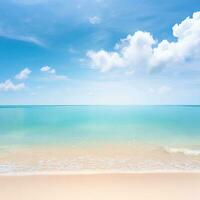 hermosa tropical playa con azul cielo y blanco nubes resumen textura antecedentes generativo ai foto