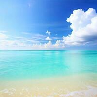 Beautiful tropical beach with blue sky and white clouds abstract texture background  Generative AI photo