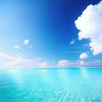 Beautiful tropical beach with blue sky and white clouds abstract texture background  Generative AI photo