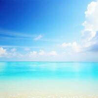 hermosa tropical playa con azul cielo y blanco nubes resumen textura antecedentes generativo ai foto