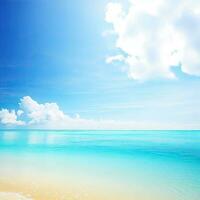 Beautiful tropical beach with blue sky and white clouds abstract texture background  Generative AI photo
