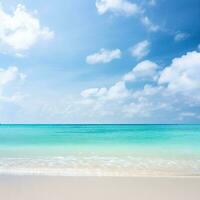 Beautiful tropical beach with blue sky and white clouds abstract texture background  Generative AI photo