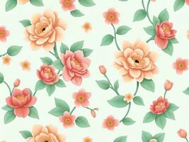 Beautiful floral background of pink hibiscus and roses. Isolated Generative AI photo