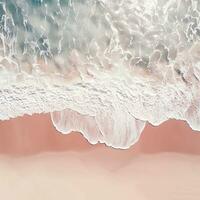 Aerial view of clear turquoise sea  Aerial view of sandy beach and ocean with waves Generative AI photo