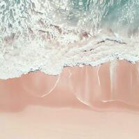 Aerial view of clear turquoise sea Aerial view of sandy beach and ocean with waves Generative AI photo