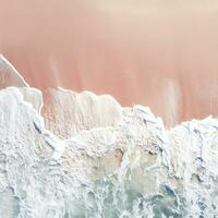 Aerial view of clear turquoise sea Aerial view of sandy beach and ocean with waves Generative AI photo