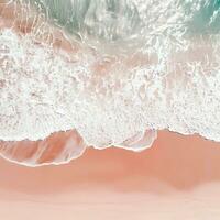 Aerial view of clear turquoise sea Aerial view of sandy beach and ocean with waves Generative AI photo