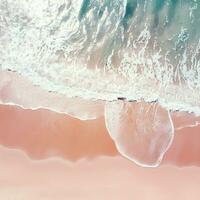 Aerial view of clear turquoise sea Aerial view of sandy beach and ocean with waves Generative AI photo