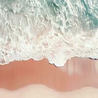 Aerial view of clear turquoise sea Aerial view of sandy beach and ocean with waves Generative AI photo