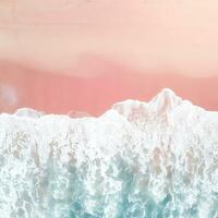 Aerial view of clear turquoise sea Aerial view of sandy beach and ocean with waves Generative AI photo