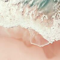 Aerial view of clear turquoise sea Aerial view of sandy beach and ocean with waves Generative AI photo
