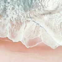 Aerial view of clear turquoise sea Aerial view of sandy beach and ocean with waves Generative AI photo