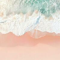 Aerial view of clear turquoise sea Aerial view of sandy beach and ocean with waves Generative AI photo