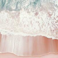 Aerial view of clear turquoise sea Aerial view of sandy beach and ocean with waves Generative AI photo