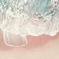 Aerial view of clear turquoise sea Aerial view of sandy beach and ocean with waves Generative AI photo